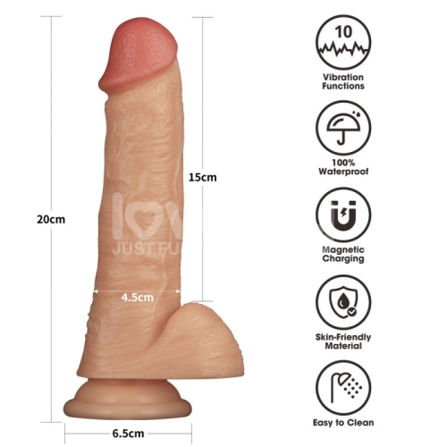 Реалістичний вібратор на присосці тілесного кольору Lovetoy Vibrating Power Basics Cock 8.0 - 2