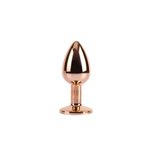 Анальна алюмінієва пробка золотиста з різнокольоровим кристалом Chisa Rose Gold Gem розмір S - 2