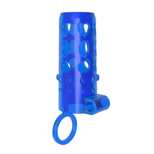 Вібронасадка на член із кільцем синього кольору Chisa Vibrating Sleeve Enhancer - 3