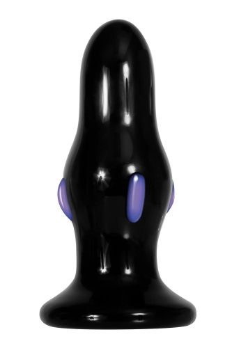 Анальна скляна вібропробка чорного кольору Adam &amp;amp; Eve Rear rocker vibrating glass anal plug - 13