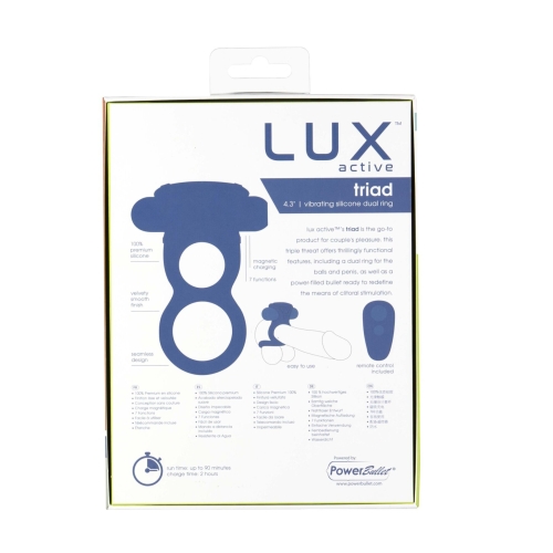 Подвійне ерекційне кільце Lux Active Triad-Vibrating Dual Cock Ring з вібропулею і пультом ДУ - 8