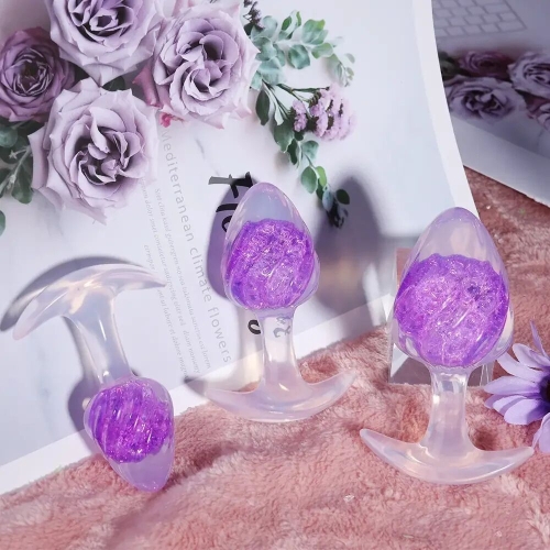 Анальная пробка силиконовая фиолетовая Liebe Seele Icecream-shaped Crystal Anal Plug размер Medium - 5