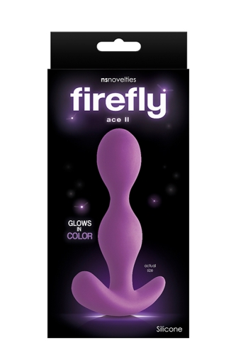 Анальная пробка светящаяся гантелеобразной формы фиолетового цвета NS Novelties Firefly ace II - 2