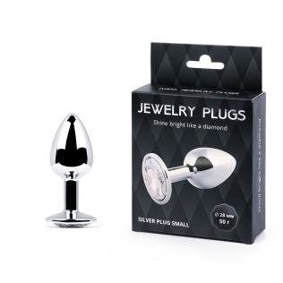 Анальная втулка серебряная из металла с кристаллом Anal Jewelry Plugs L 72 мм D 28 мм вес 50г