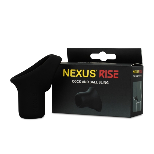 Ерекційне кільце для члена та мошонки чорного кольору Nexus Rise Cock and Ball Sling - 5
