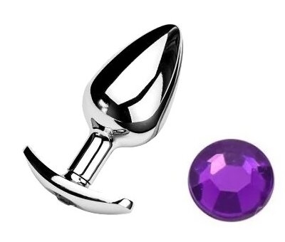 Анальная пробка якорь с фиолетовым кристаллом Purple размер S - 1