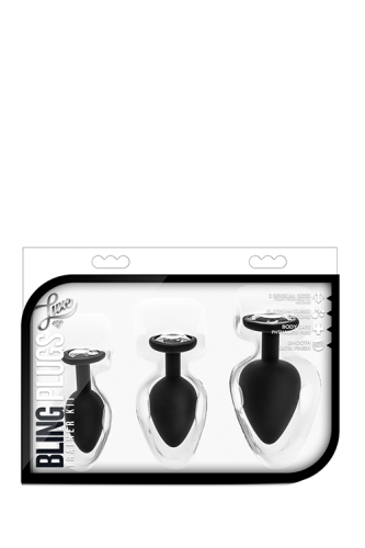 Набір анальних пробок з кристалом LUXE BLING PLUGS TRAINING KIT WHITE GEMS - 2