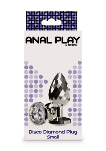 Анальна пробка із камінчиком сріблястого кольору ToyJoy Anal Play Disco Diamond розмір Small - 5