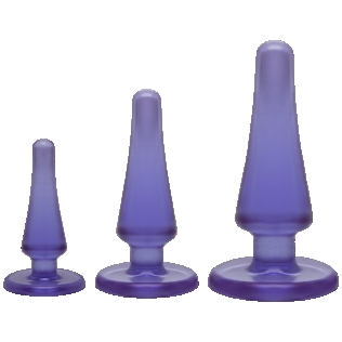 Набір анальних пробок з гелевим напиленням з обмежувачами Doc Johnson Crystal Jellies Anal Initiation Kit-Purple пурпурні