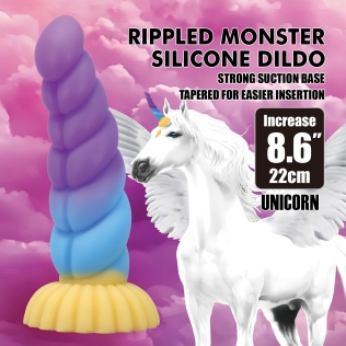 Фаллоимитатор силиконовый на присоске разноцветный Baile Power Monsters Unicorn