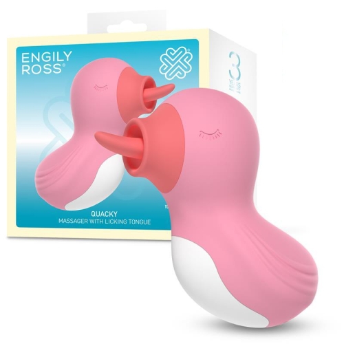 Кліторальний вібратор рожевий Engily Ross Quacky Massager Licking Tongue - 1