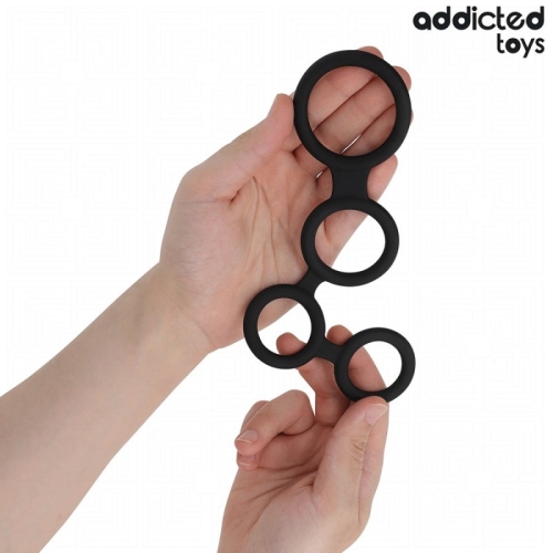 Кільця для фіксації мошонки на член силіконових чорного кольору Addicted Toys Penis Ring Dividers Testicles - 2