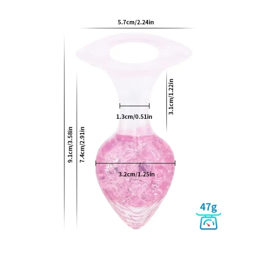 Анальная пробка силиконовая розовая Liebe Seele Heart-shaped Crystal Anal Plug размер Medium - 2