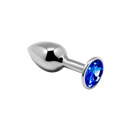 Анальная металлическая пробка с синим кристаллом S размер Alive Mini Butt Plug - 1