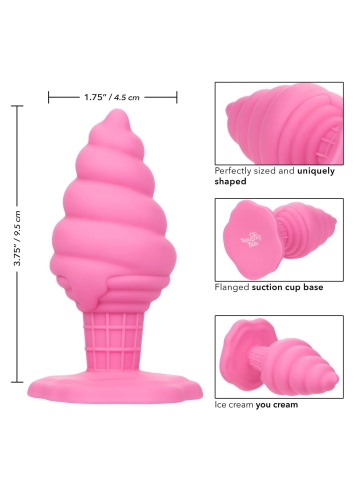Анальная пробка с присоской в форме мороженого розовая CalExotics Yum Bum Ice Cream Cone - 2