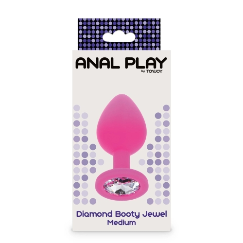 Анальная пробка с камушком розового цвета Toy Joy размер Medium - 4