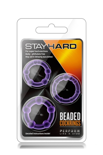 Набір ерекційних кілець для продовження ерекції фіолетові STAY HARD BEADED - 2