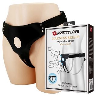 Трусики для страпонів чорного кольору LyBaile Pretty Love Harness briefs love spell