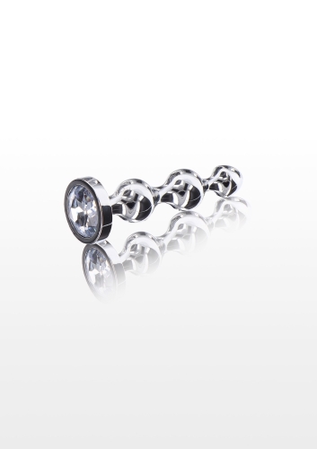 Анальная пробка-елка металлическая с камнем Diamond Star Beads ToyJoy размер S - 1