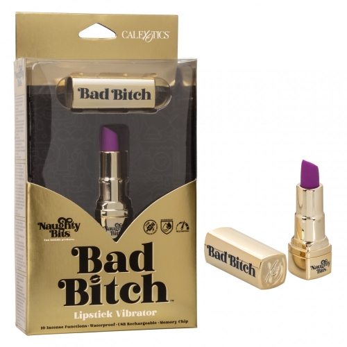 Оригинальный вибратор помадка фиолетово-золотой Bad Bitch - 9