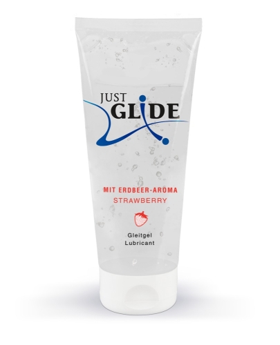 Оральный лубрикант на водной основе с клубничным ароматом и вкусом Just Glide 200 мл - 1