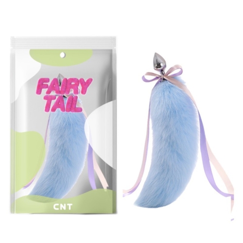 Анальний металевий затор із блакитним хутряним хвостом Agile Foxs Tail Plug - 1