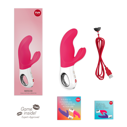 Вибратор со стимуляцией клитора розовый Fun Factory Miss Bi - 12