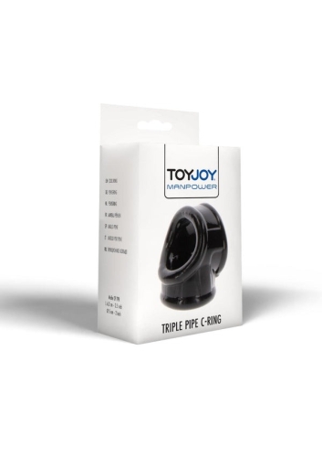 Тройное эрекционное кольцо на член черное Toy Joy Manpower Triple Pipe - 5