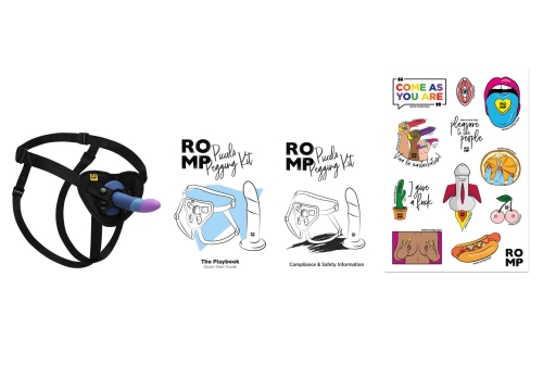 Страпон ременной на присоске синий Romp Piccolo Pegging Kit - 5