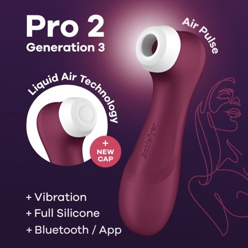Вакуумный стимулятор клитора с управлением через смартфон красного цвета Satisfyer Pro 2 Generation 3 with Liquid Air Connect App - 2
