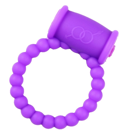 Эрекционное виброкольцо на член фиолетового цвета Hision Beads Ring - 1