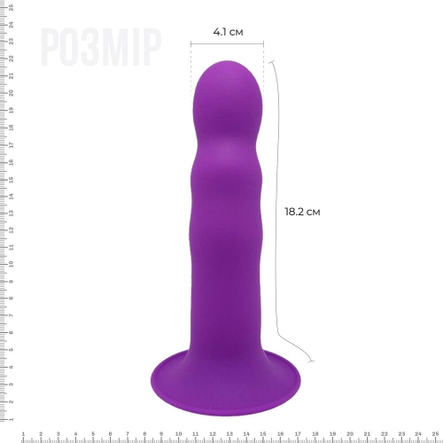 Дилдо с присоской - насадка для страпона фиолетовый Adrien Lastic Hitsens 3 диаметр 4,1 см, длина 18,2 см - 2