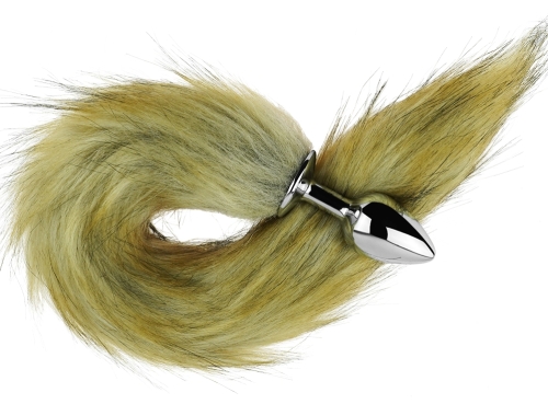 Анальна пробка медична нержавіюча сталь із коричневим хвостом EGZO Fox Tail розмір S - 1