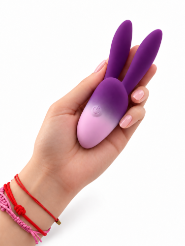 Компактный вибратор с ушками кролика фиолетово-розовый градиент UNIVIBE LUNE Rabbit 10 режимов - 5