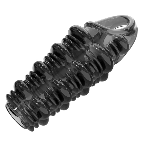 Стимулююча насадка на член з пухирцями чорна Meleon - Arcane Ring Locking Sleeve - 7