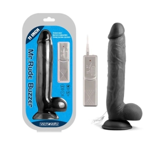 Вібратор реалістичний на присосці Buzzer Black Mr. Rude 11.0 чорний