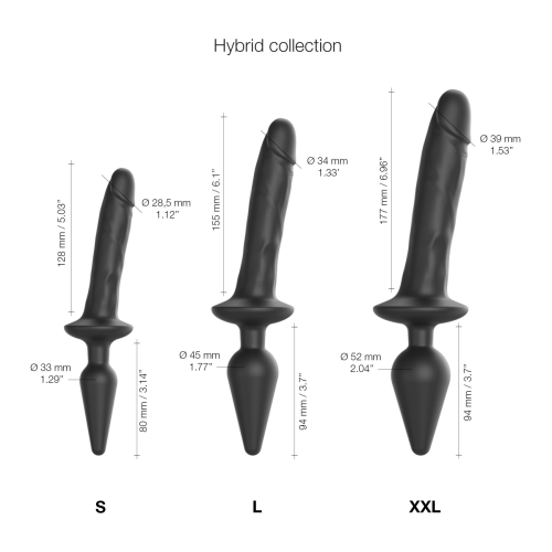 Анальная пробка с фаллоимитатором черного цвета размер L Strap On Me PLUG IN DILDO - 4