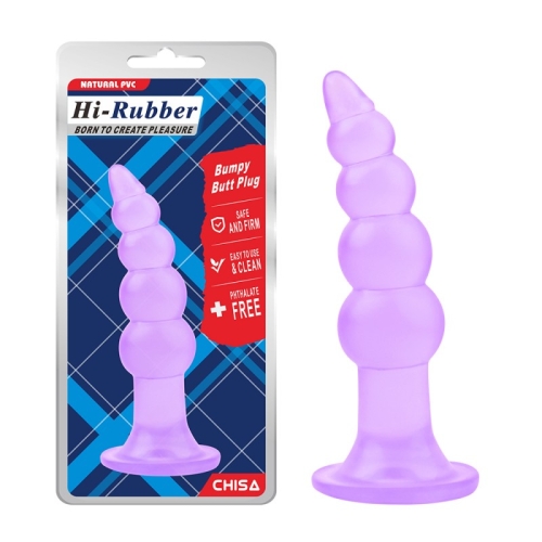 Анальная пробка на присоске фиолетового цвета Chisa Bumpy Hi Rubber - 1