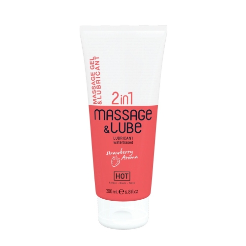 Масажний гель та лубрикант 2в1 з ароматом полуниці HOT Massage &amp;amp; Glide Gel 200 мл - 1