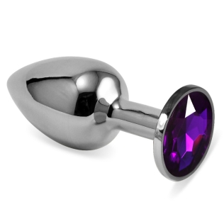 Анальна пробка сріблястого кольору із кристалом фіолетового кольору Lovetoy Rosebud Plug