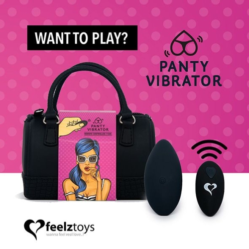 Вібратор в трусики з пультом ДУ чорний з сумочкою чохлом FeelzToys Panty Vibrator - 1