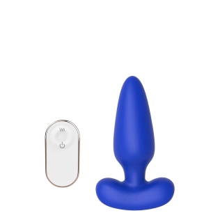 Вібраційна анальна пробка з пультом ДУ синя силіконова Dream Toys