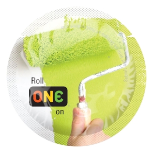 Презерватив із натурального латексу зеленого кольору ONE Color Sensations Roll 1 штука