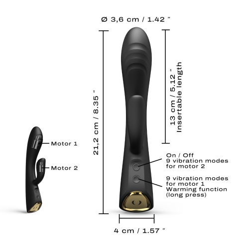 Вібратор із відростком для клітора чорного кольору Dorcel FLEXI RABBIT - 5