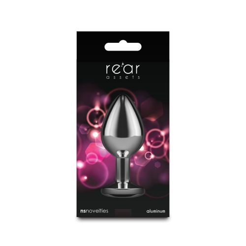 Анальная пробка серебристая с розовым камушком NS Novelties Rear Assets Silver размер Medium - 4