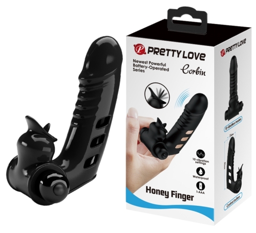 Силиконовый клиторальный стимулятор на палец черный Pretty Love - Corbin Finger - 1