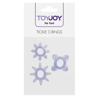 Набор колец из 3 эрекционных колец на пенис без вибрации TICKLE C-RINGS PURPLE