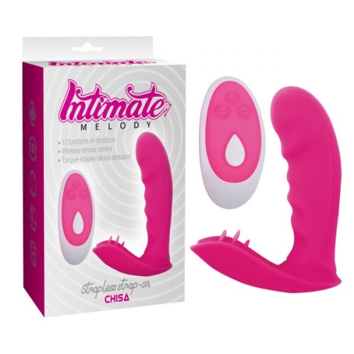 Вібростимулятор із відростком для клітора рожевого кольору Chisa Strapless Strap on - 1
