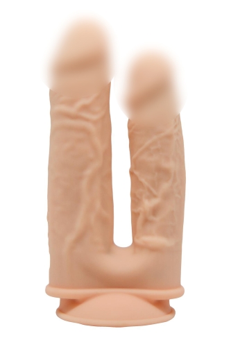Фаллоимитатор двойной реалистичный на присоске телесного цвета Dream Toys REAL LOVE - 1