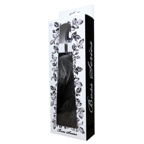 Анальний корок сріблястого кольору з хвостом чорного кольору Boss Series Boss of toys Fox Tail Black розмір XXL - 5